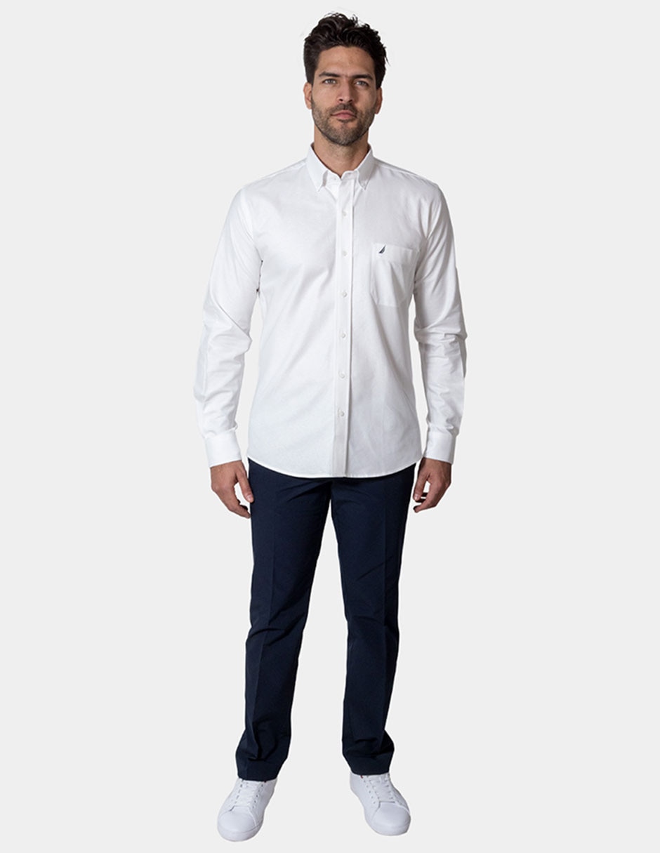 Camisa de vestir Nautica de algodón manga larga para hombre