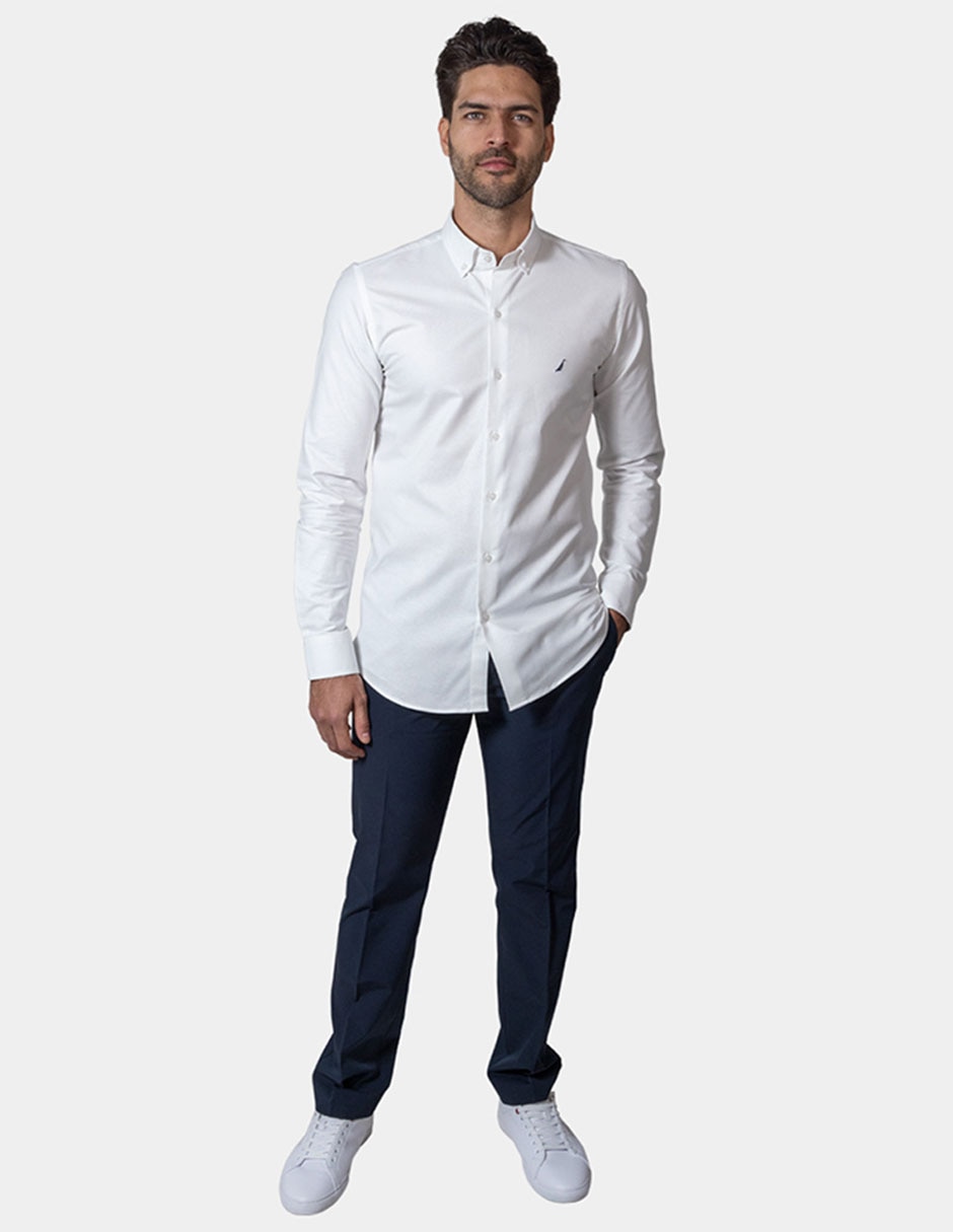 Camisa de vestir Nautica de algodón manga larga para hombre