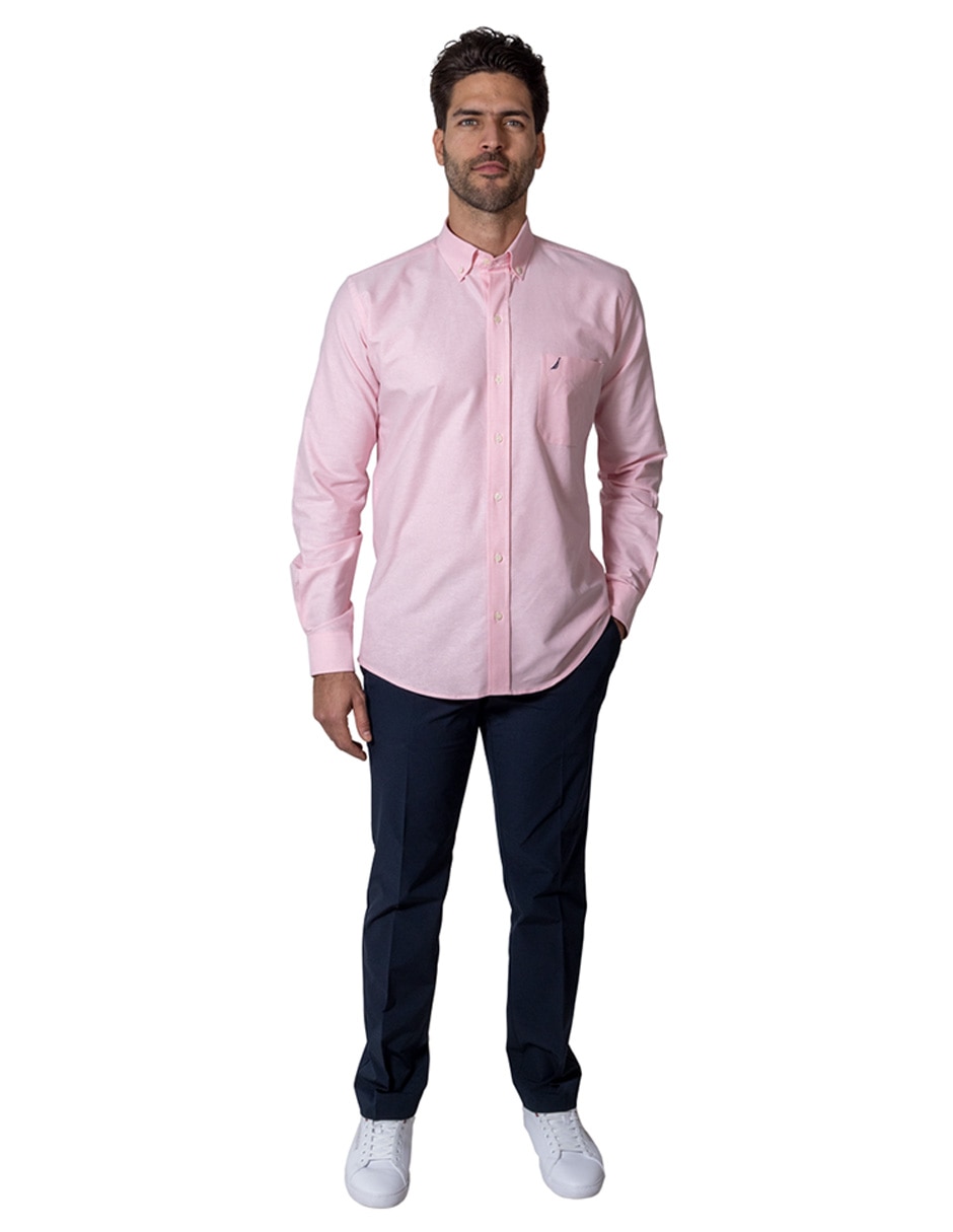 Camisa de vestir Nautica de algodón manga larga para hombre