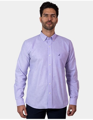 Camisa de vestir de algodón manga larga para hombre