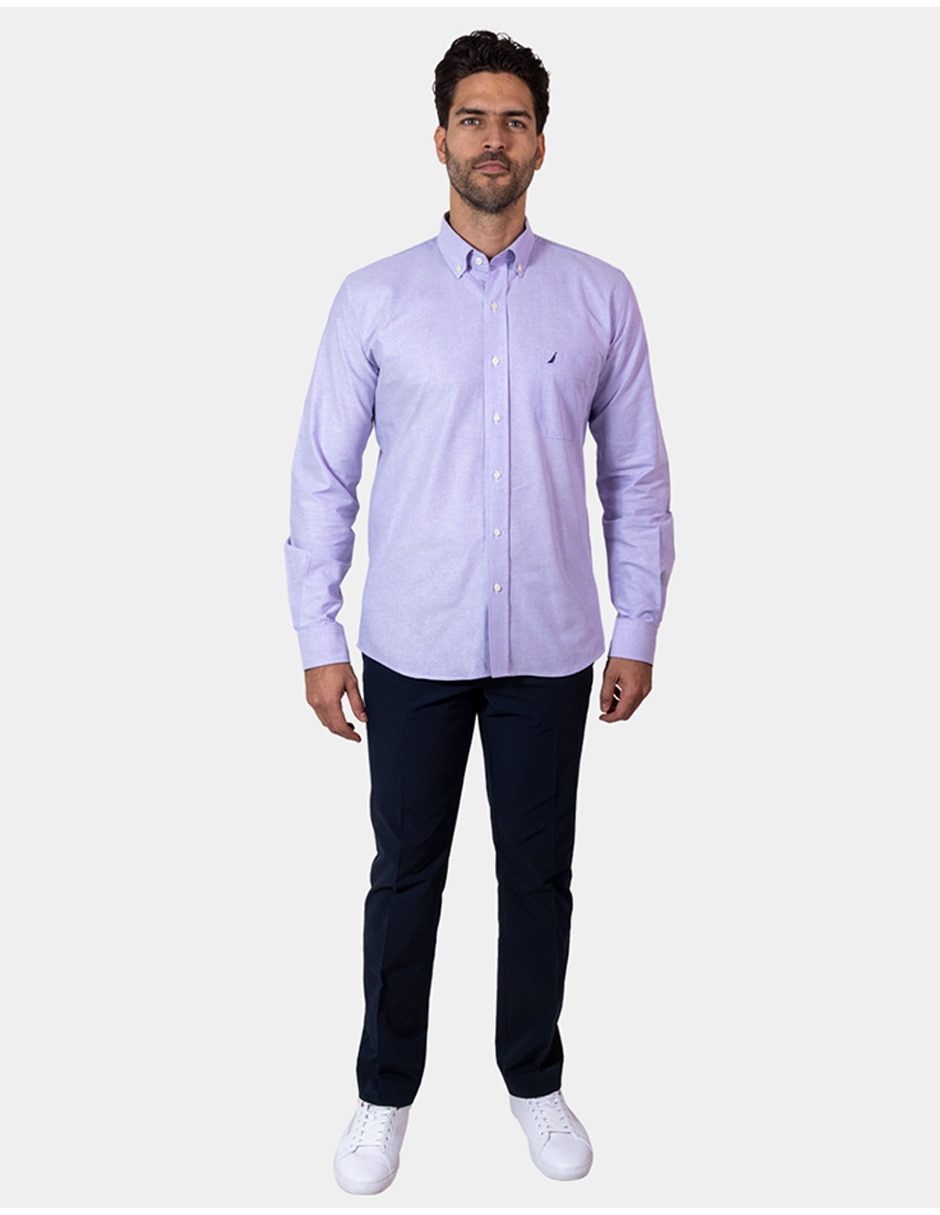 Camisa de vestir Nautica de algodón manga larga para hombre