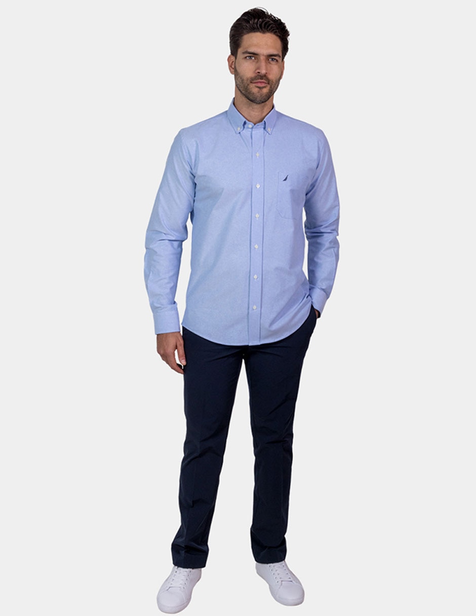 Camisa de vestir Nautica de algodón manga larga para hombre