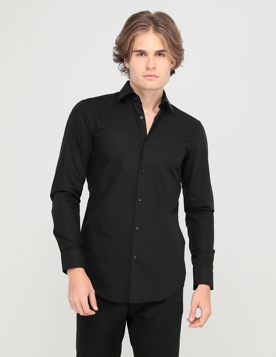 Camisa semiformal manga larga para hombre