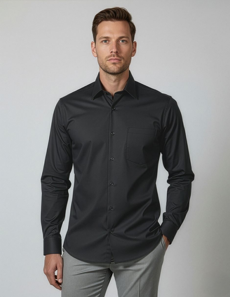 Camisa de vestir JBE de algodón manga larga para hombre
