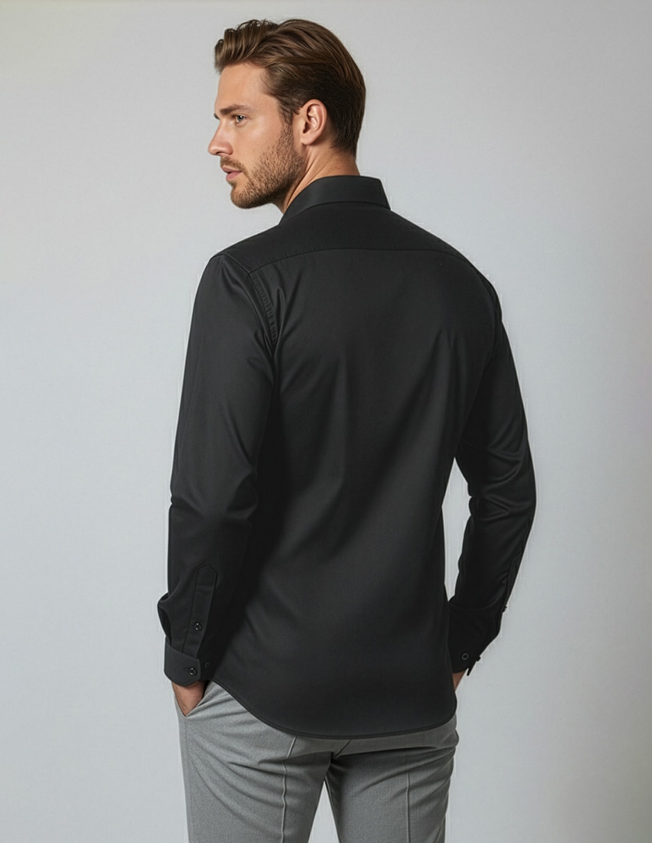 Camisa de vestir JBE de algodón manga larga para hombre