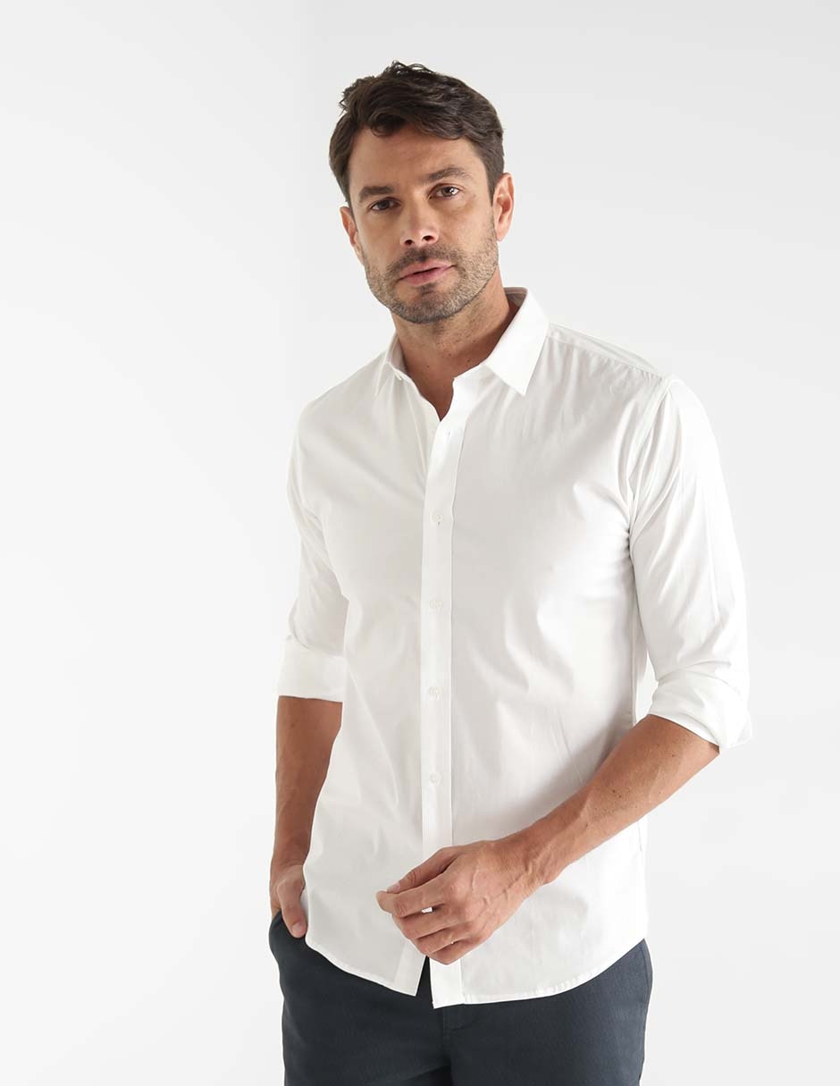 Camisa de vestir de algodón manga larga para hombre