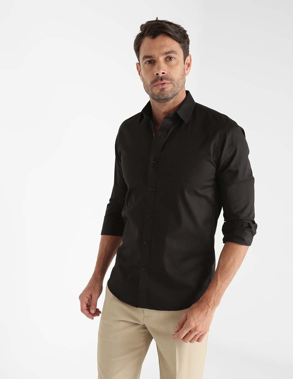 Camisa de vestir de algodón manga larga para hombre