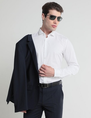 Camisa de vestir de algodón manga larga para hombre