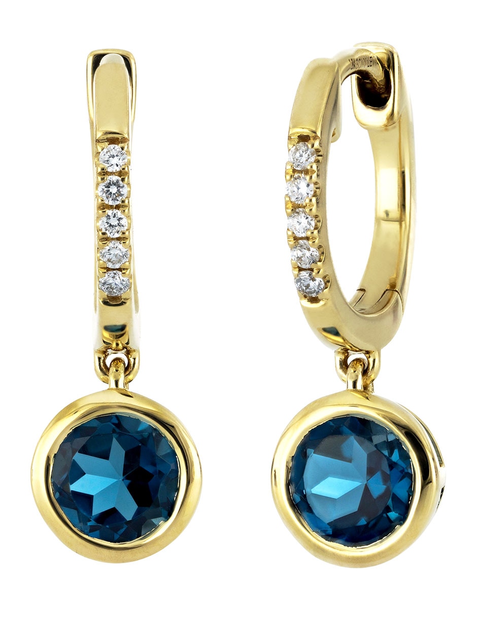 Aretes redondos de oro 18 K con acabado brillante ónix 3