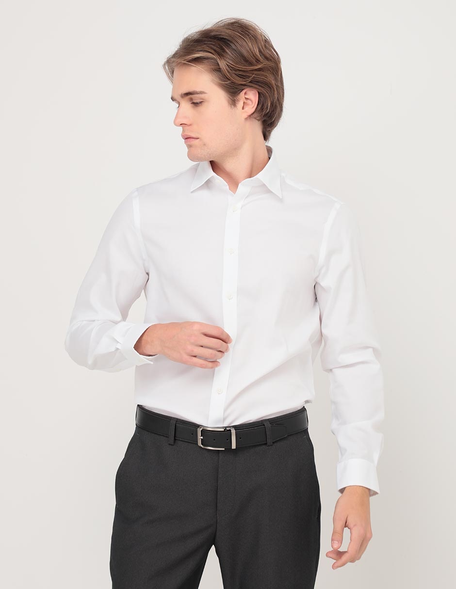 Camisa de vestir de algodón manga larga para hombre