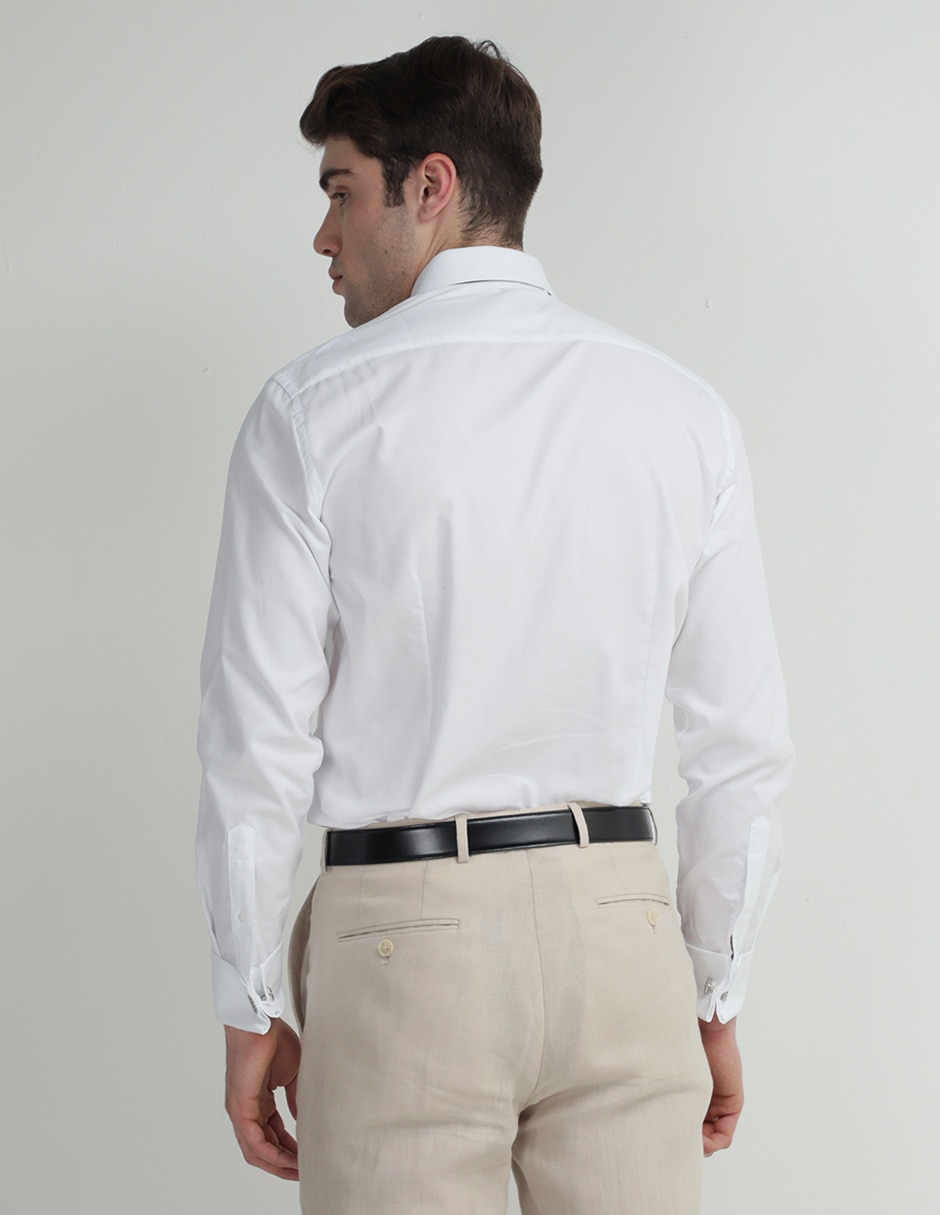 Camisa de vestir Puroego de algodón manga larga para hombre