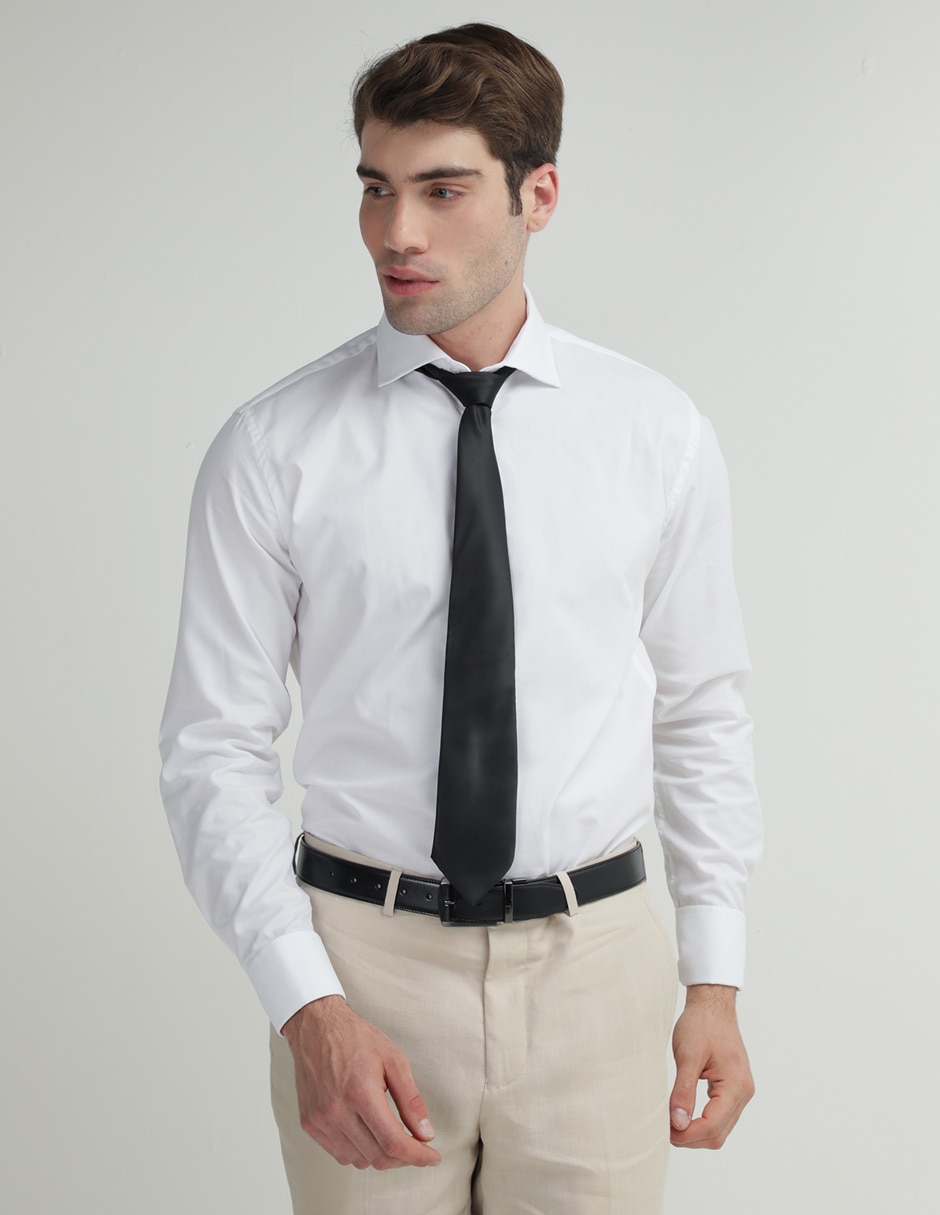 Camisa de vestir Puroego de algodón manga larga para hombre