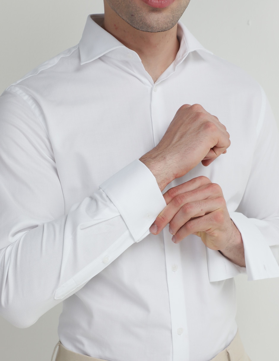 Camisa de vestir Puroego de algodón manga larga para hombre