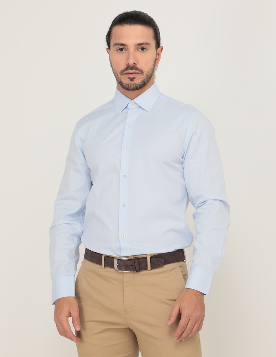Camisa de vestir de algodón manga larga para hombre