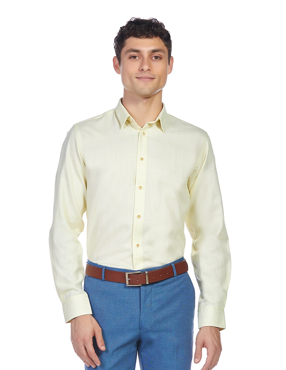 Camisa de vestir de algodón manga larga para hombre
