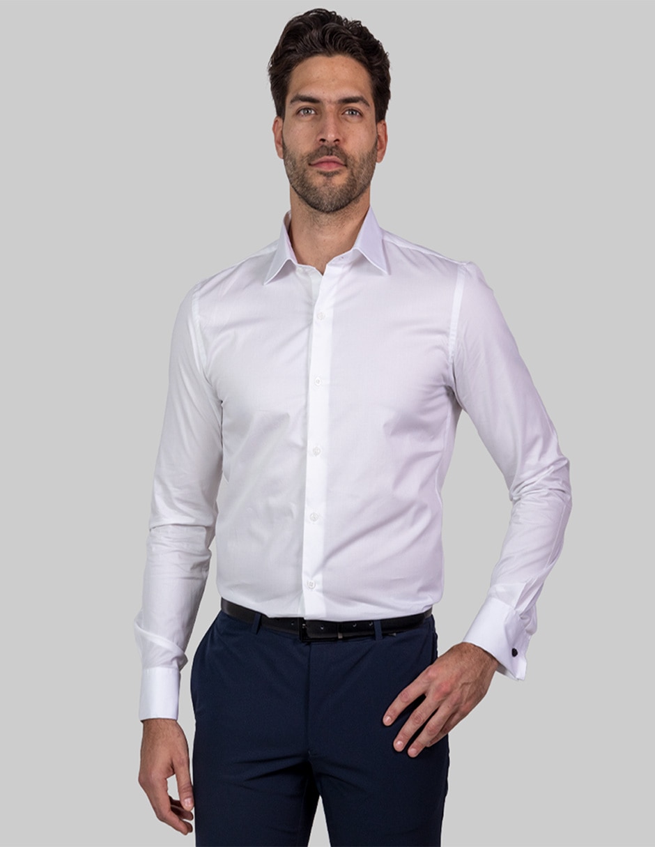 Camisa de vestir de algodón manga larga para hombre