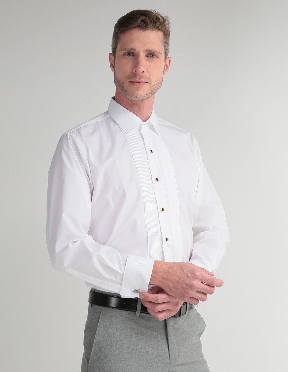 Camisa etiqueta de algodón manga larga para hombre