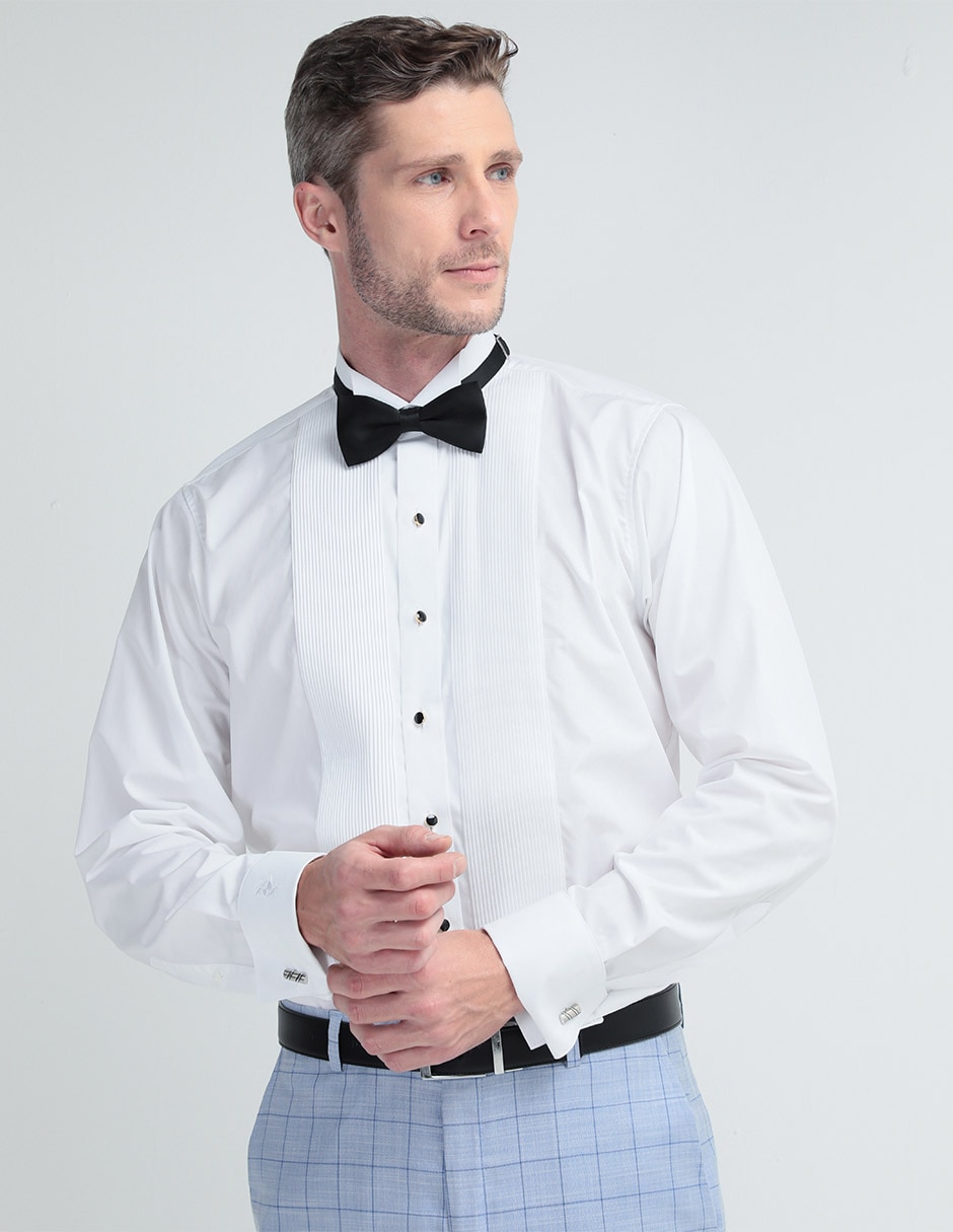 Camisa etiqueta de algodón manga larga para hombre