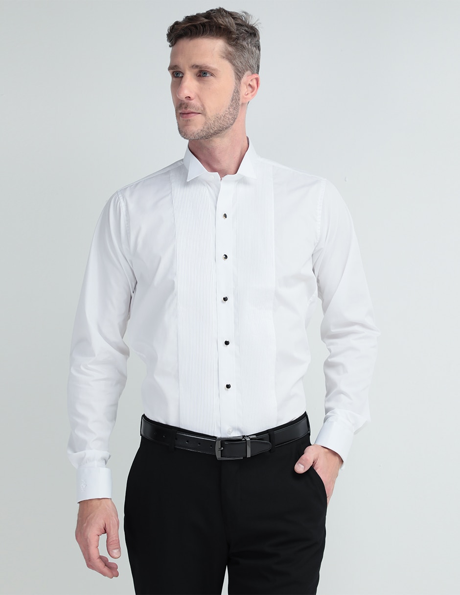 Camisa etiqueta de algodón manga larga para hombre