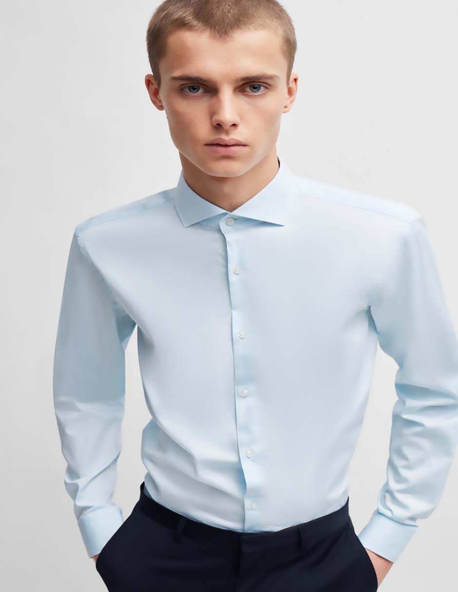 Sobrecamisa business casual de algodón manga larga para hombre 3