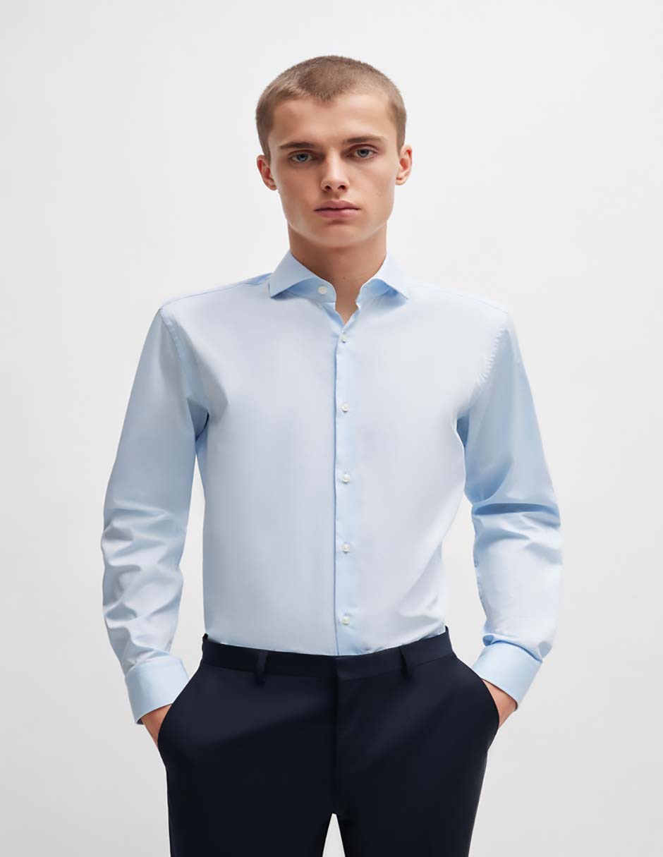 Sobrecamisa business casual de algodón manga larga para hombre