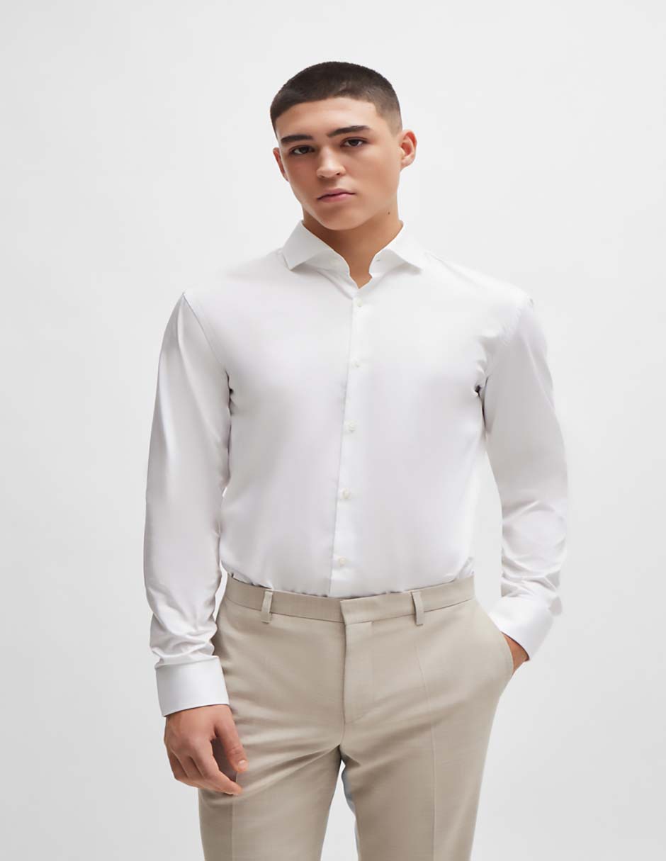 Sobrecamisa business casual de algodón manga larga para hombre
