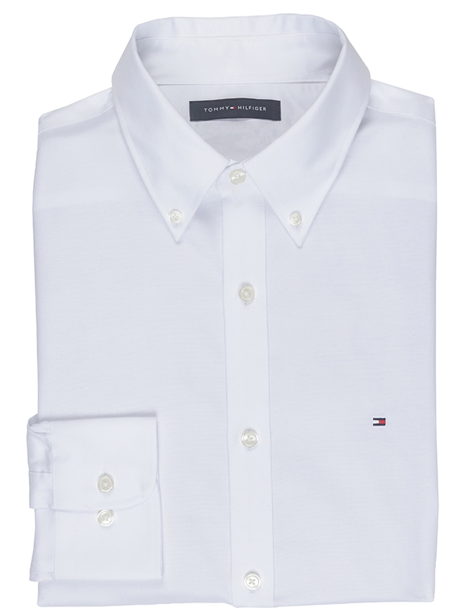 Camisa de vestir Hilfiger de algodón manga larga para hombre