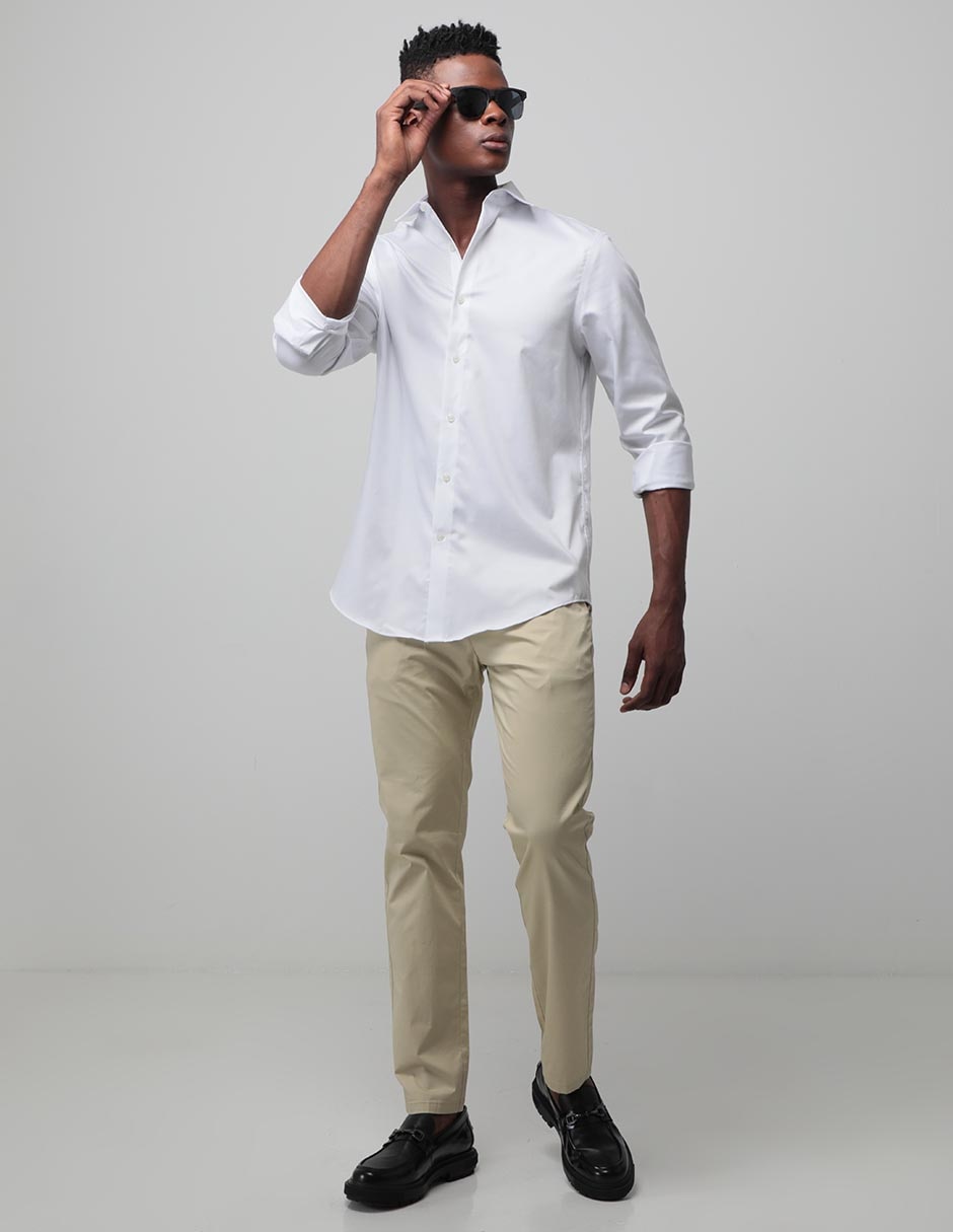 Camisa de vestir Hilfiger de algodón manga larga para hombre 3