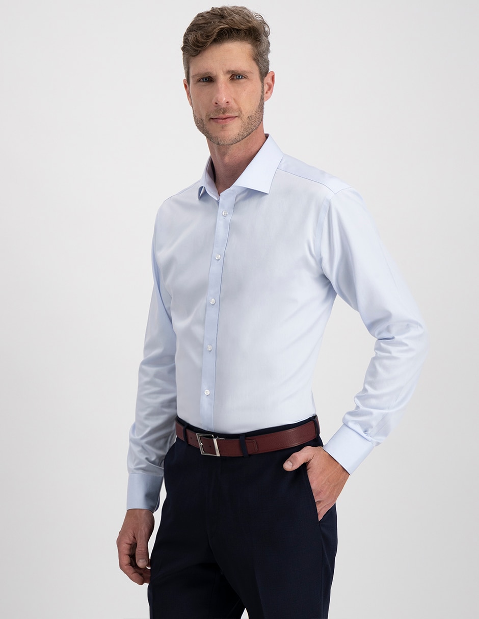 Camisa de vestir de algodón manga larga para hombre Camisa de vestir de algodón manga larga para hombre