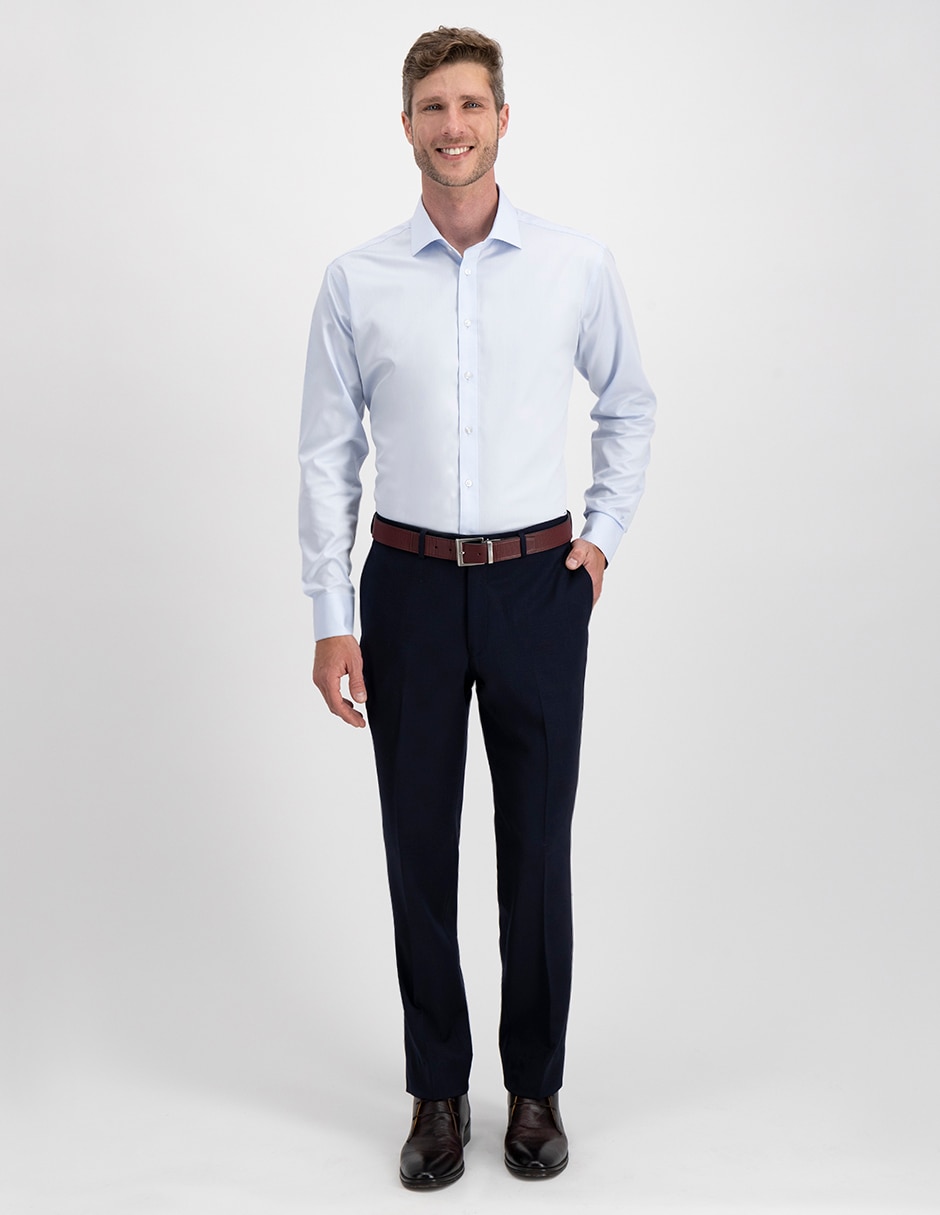 Camisa formal de algodón manga larga para hombre
