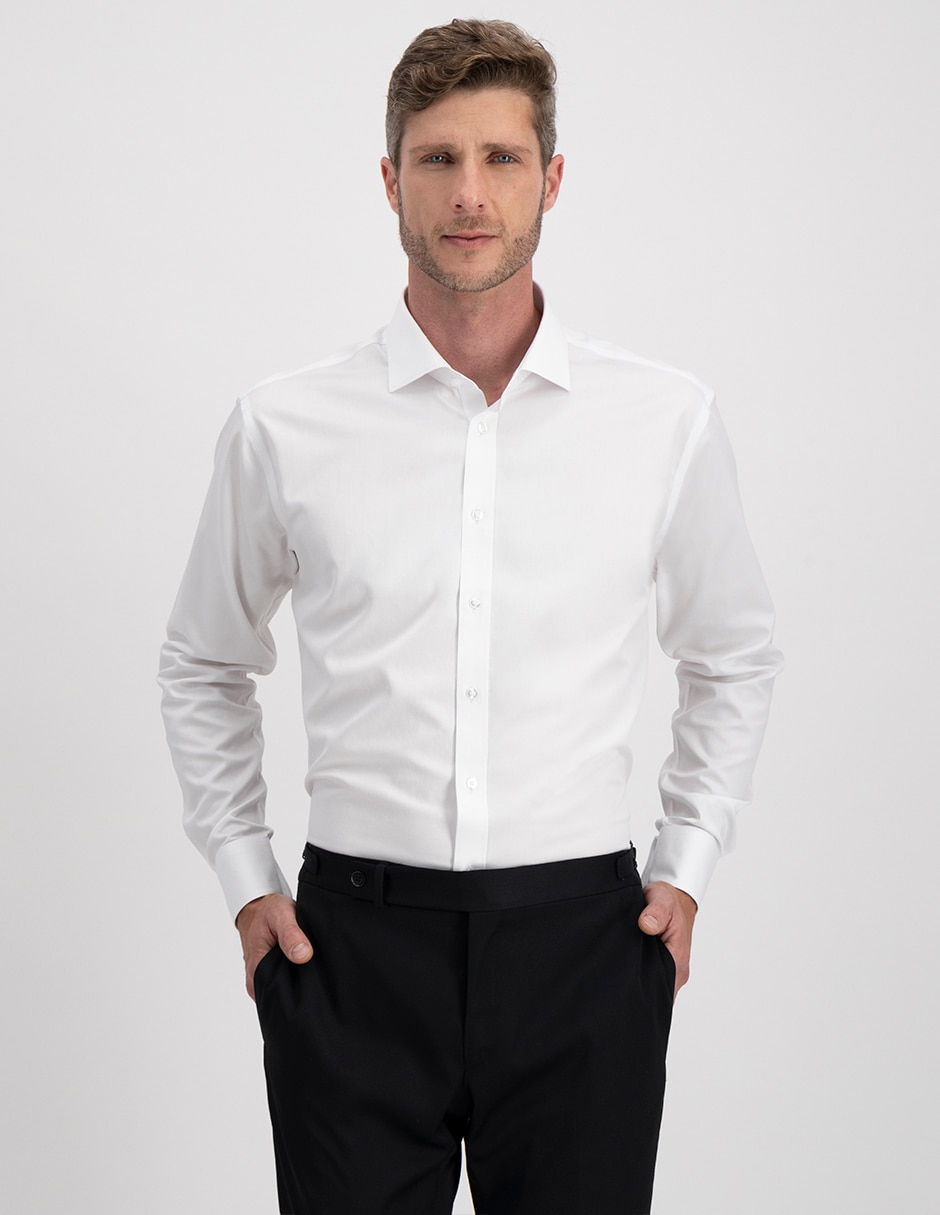 Camisa de vestir de algodón manga larga para hombre