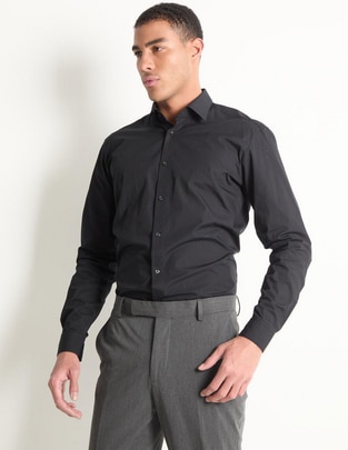 Camisa de vestir de algodón manga larga para hombre Camisa de vestir de algodón manga larga para hombre