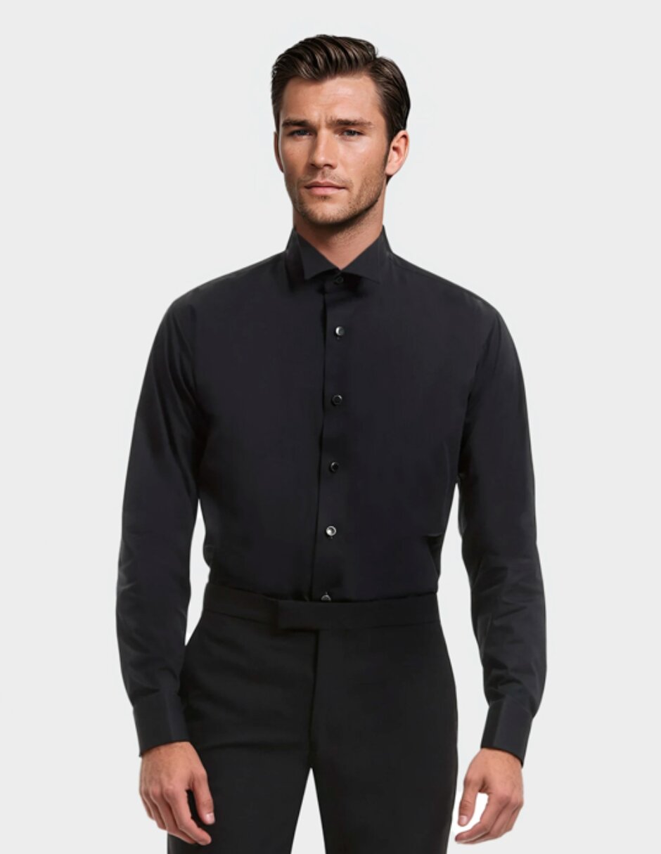Camisa etiqueta de algodón manga larga para hombre