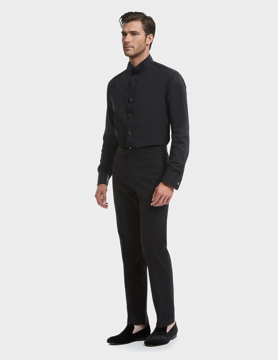 Camisa etiqueta Forti Black Tie de algodón manga larga para hombre