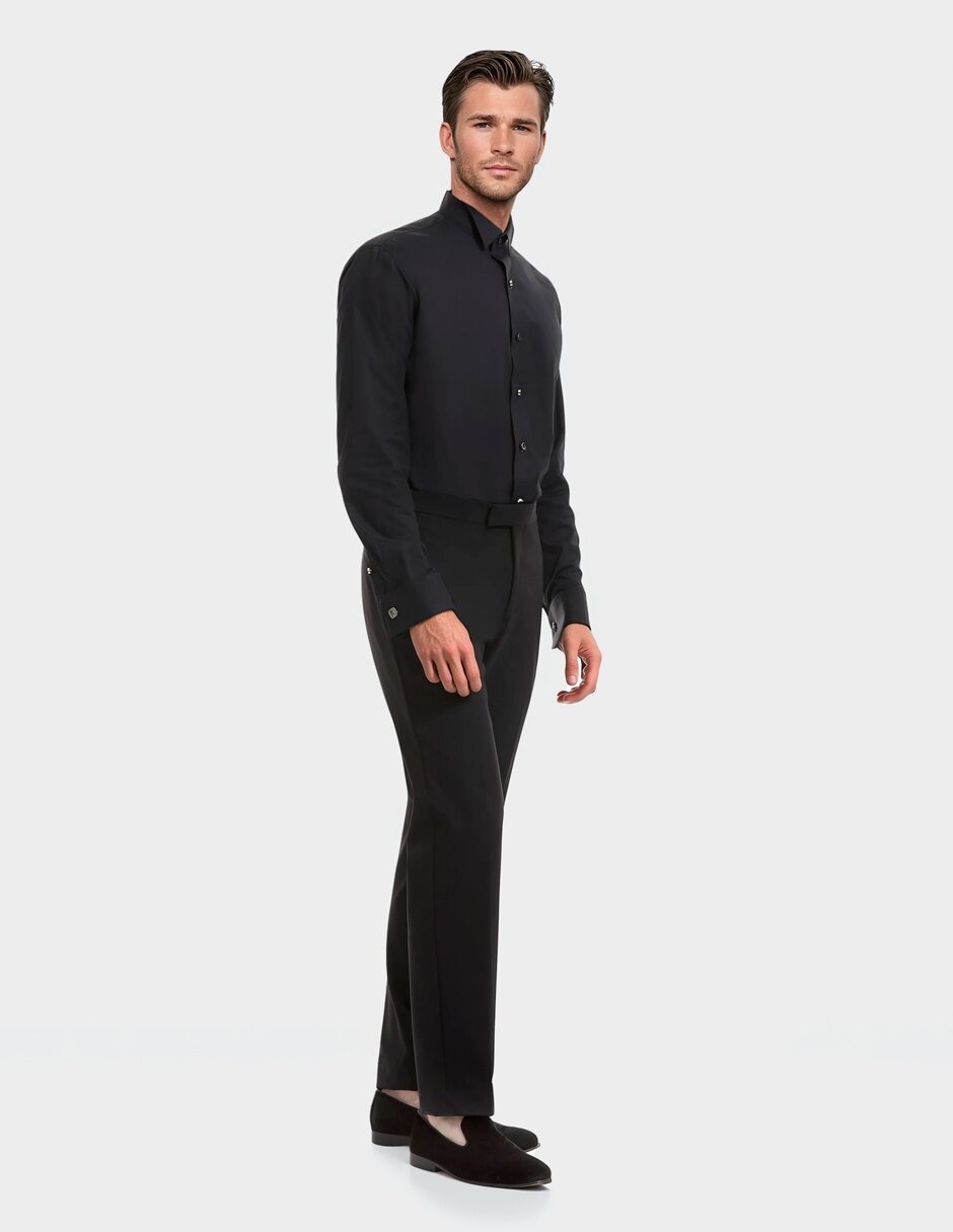Camisa etiqueta Forti Black Tie de algodón manga larga para hombre