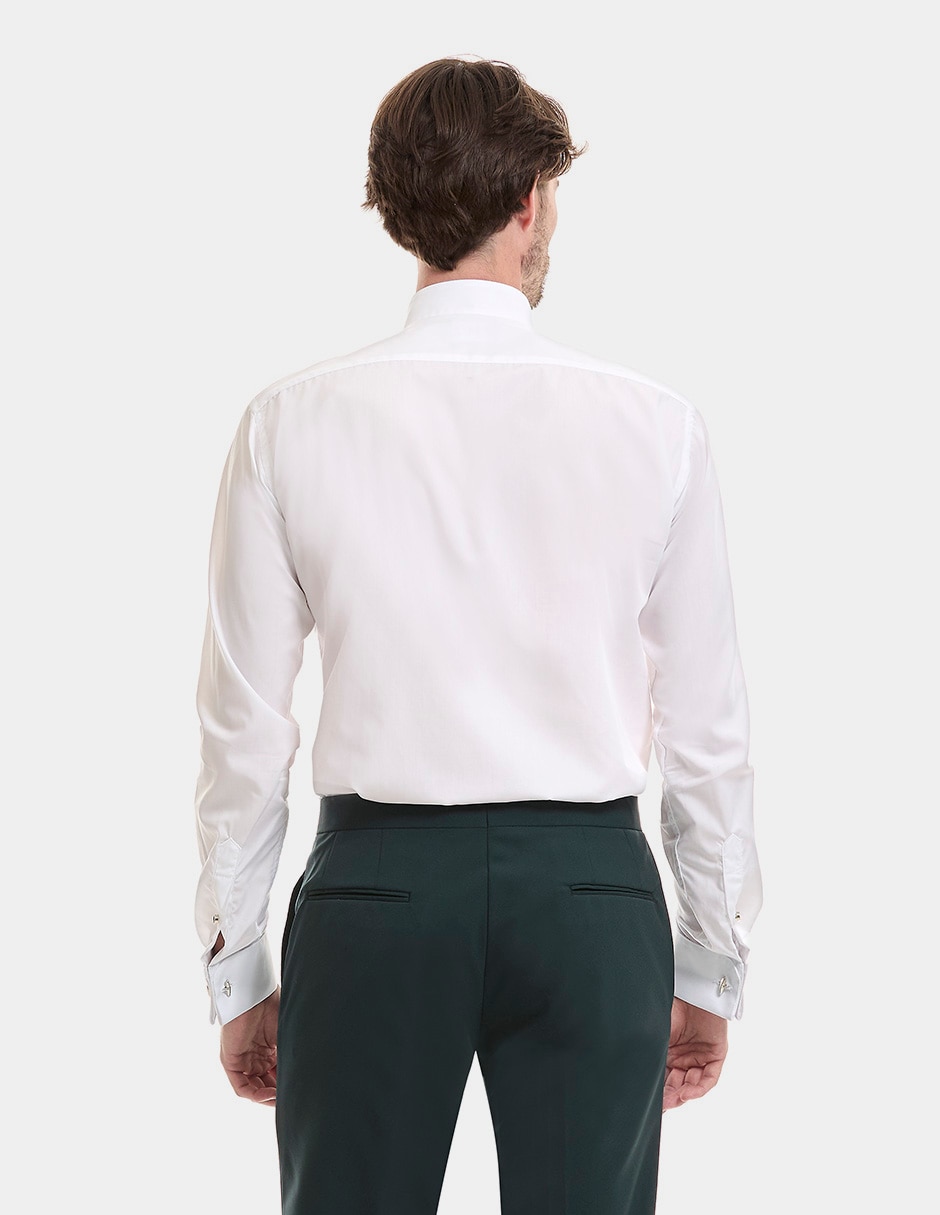 Camisa de etiqueta de algodón manga larga para hombre 4