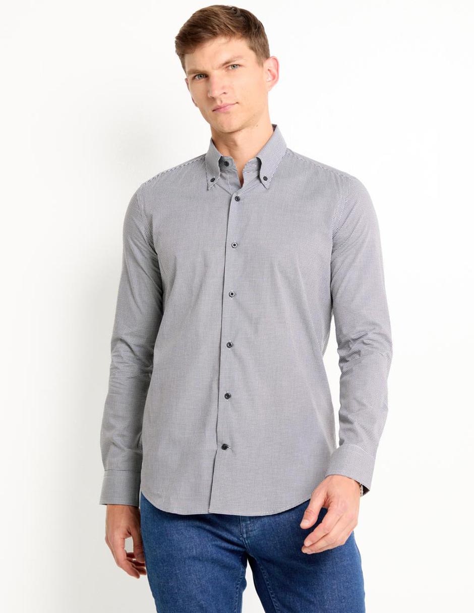 Camisa de vestir de algodón manga larga para hombre 1