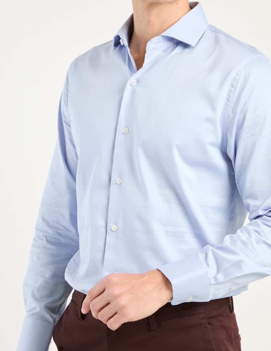 Camisa de vestir de algodón manga larga para hombre