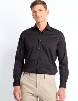 Camisa casual de algodón manga larga para hombre