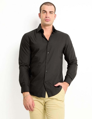 Camisa de vestir de algodón manga larga para hombre Camisa de vestir de algodón manga larga para hombre