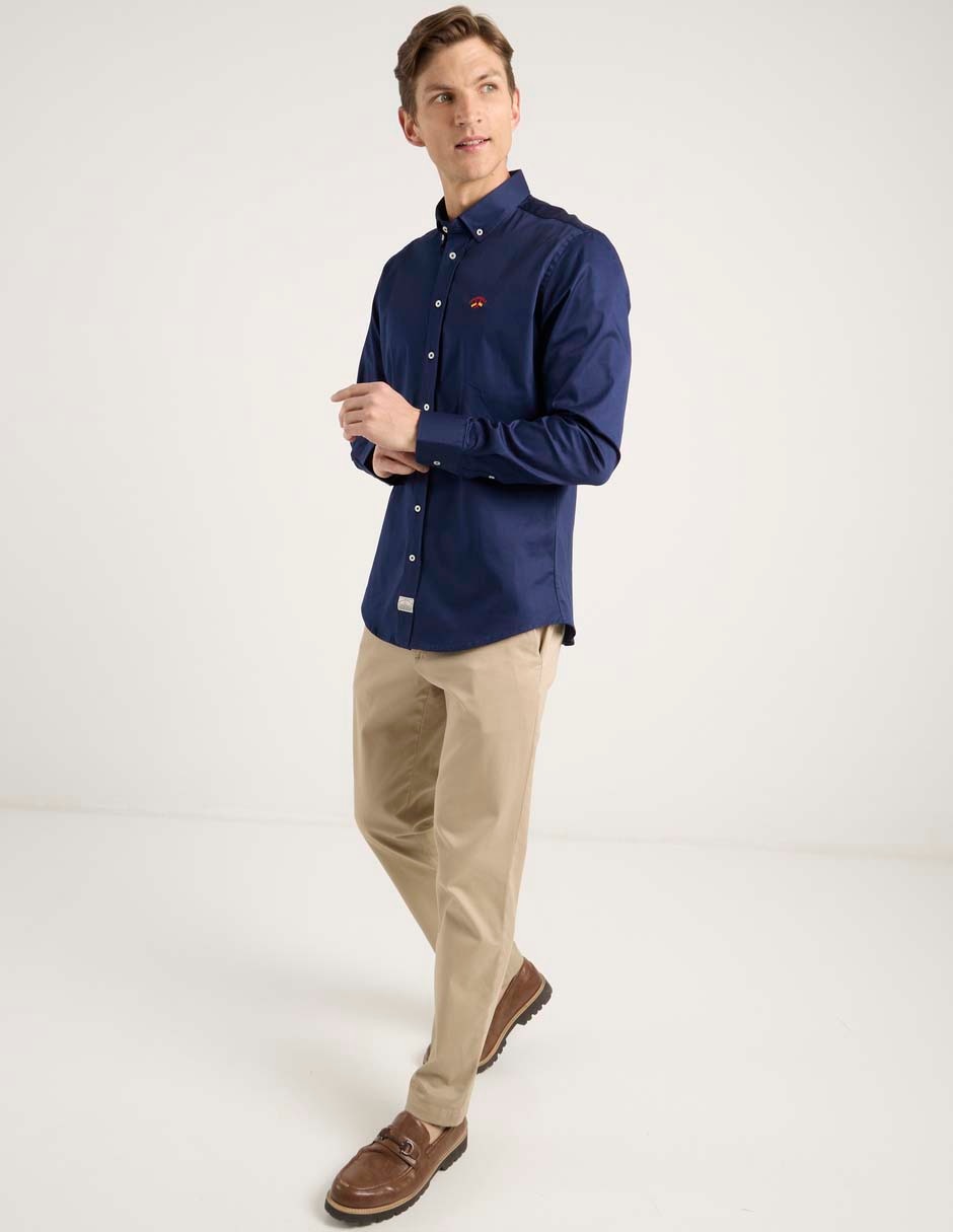 Camisa business casual de algodón manga larga para hombre 7