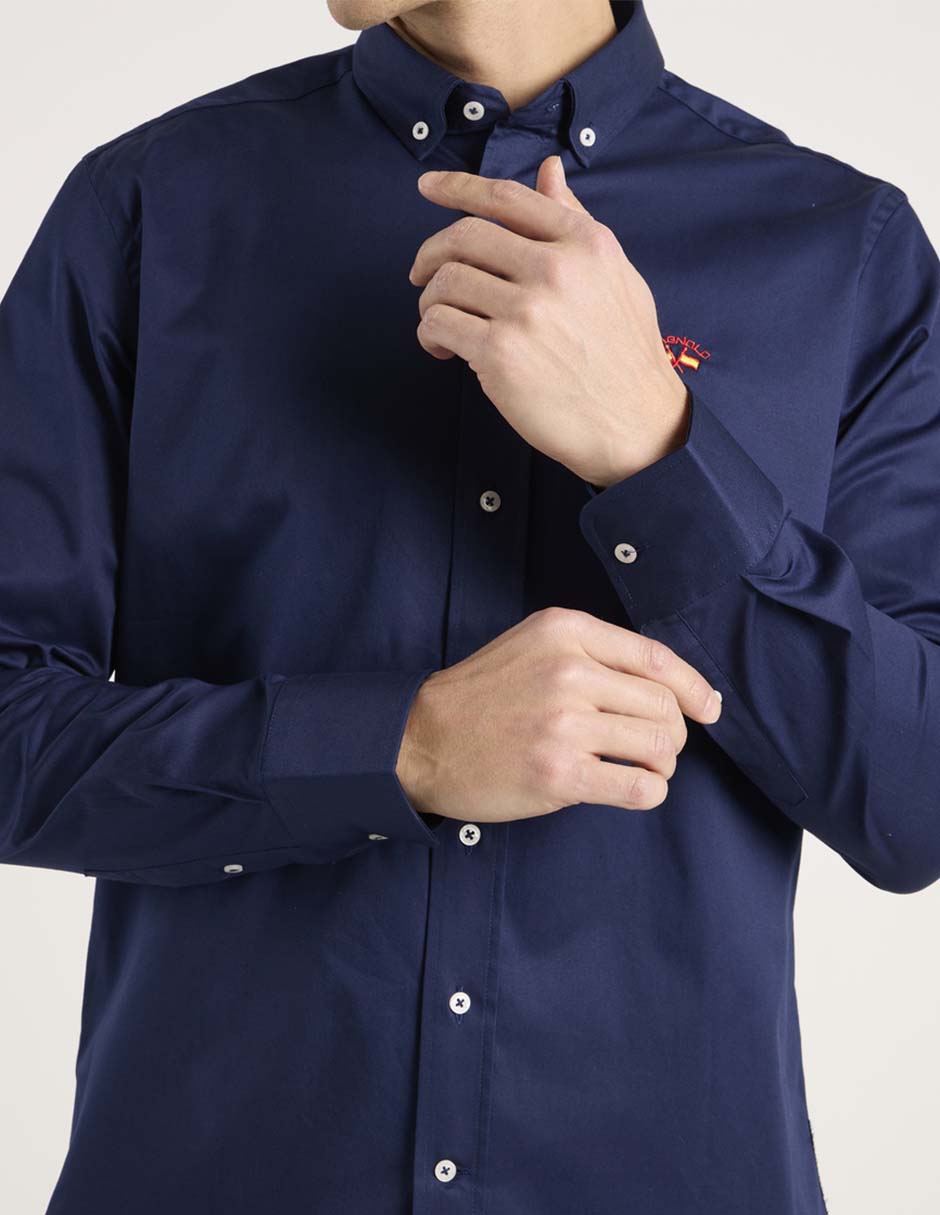 Camisa business casual de algodón manga larga para hombre 9