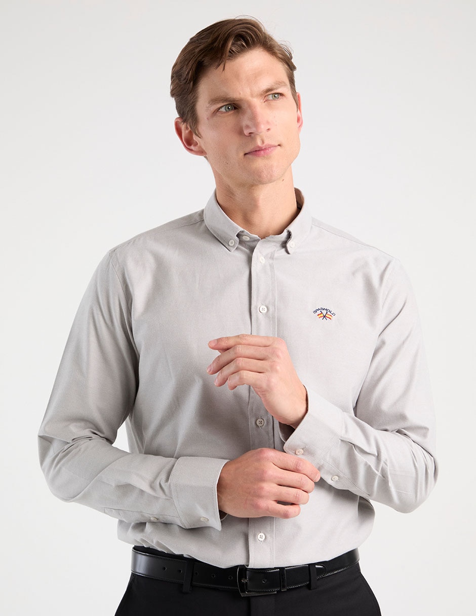 Camisa business casual de algodón manga larga para hombre 1