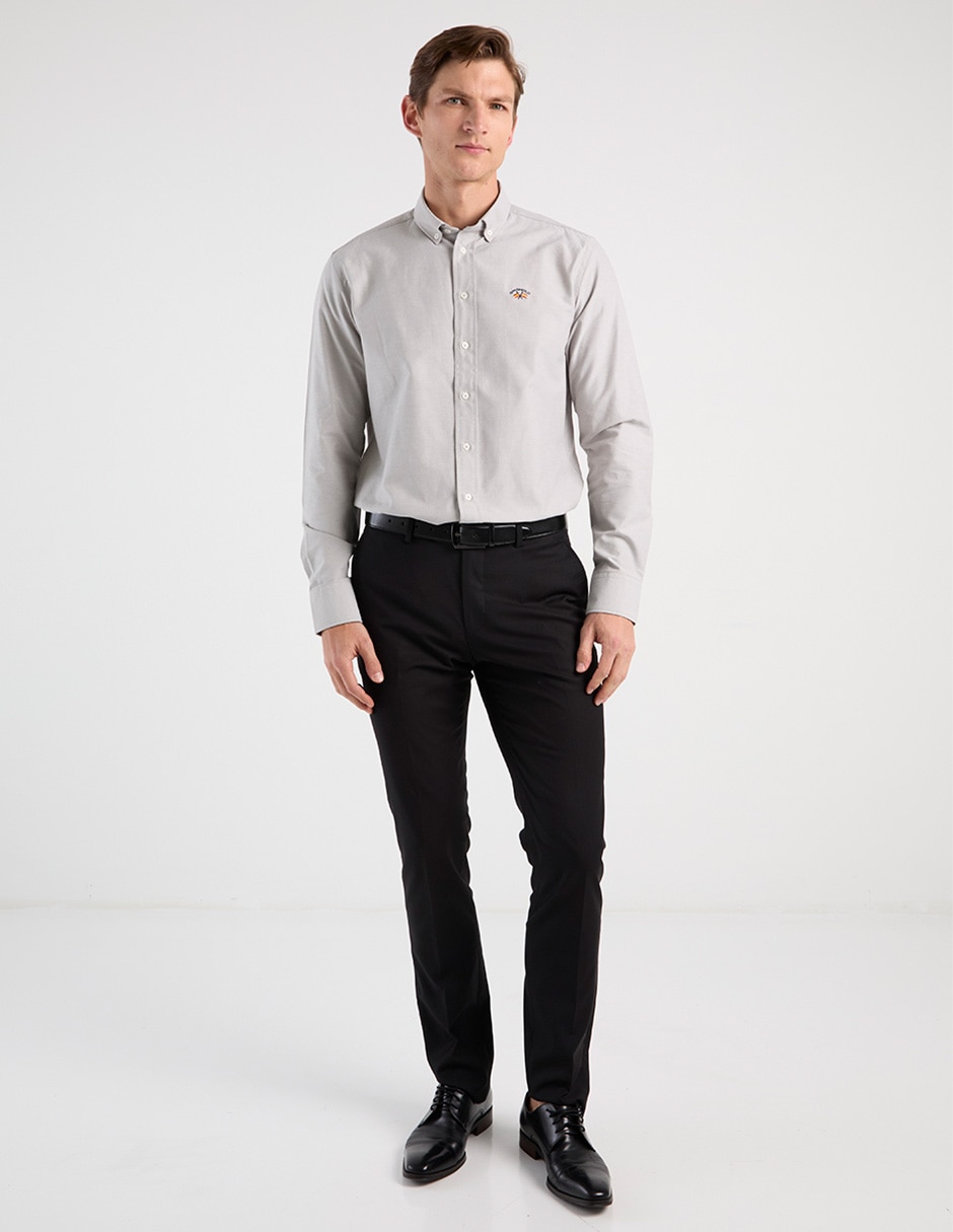 Camisa business casual de algodón manga larga para hombre 7
