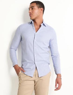 Camisa de vestir de algodón manga larga para hombre