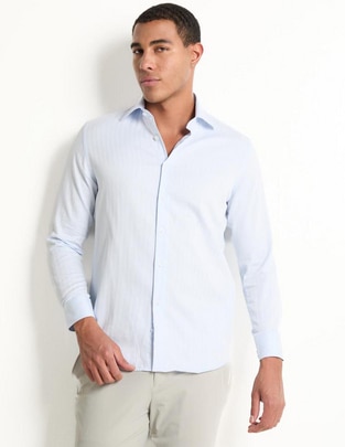 Camisa de vestir Zanetti de algodón manga larga para hombre