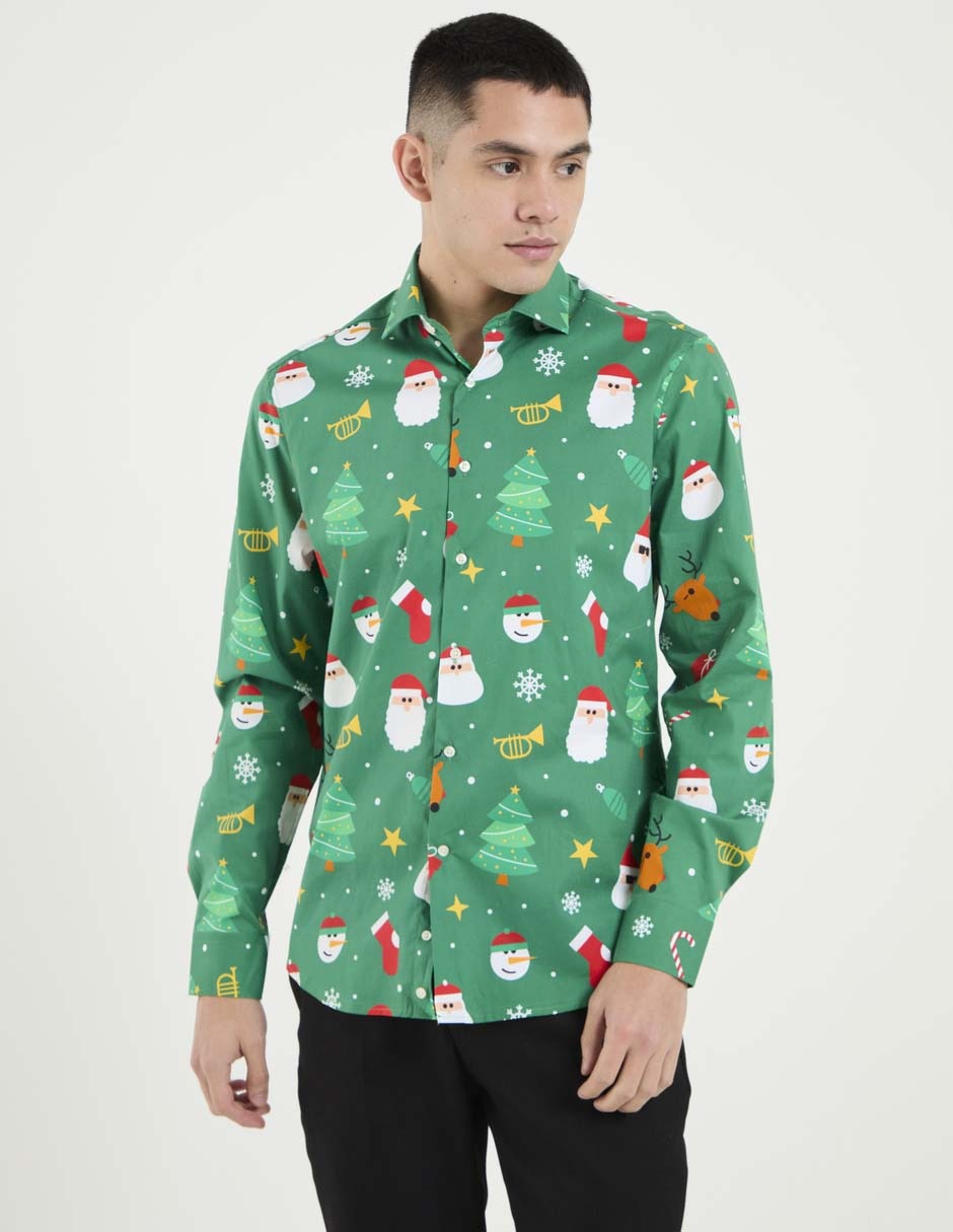 Camisa casual manga larga para hombre