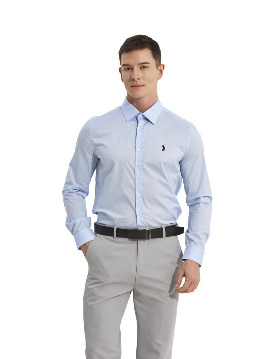 Camisa formal de algodón manga larga para hombre