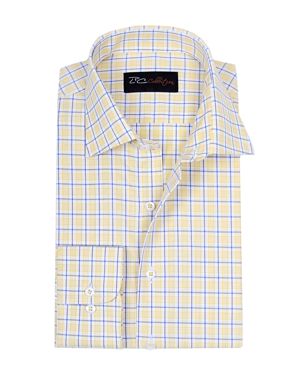 Camisa de vestir L.P.C. de algodón manga larga para hombre