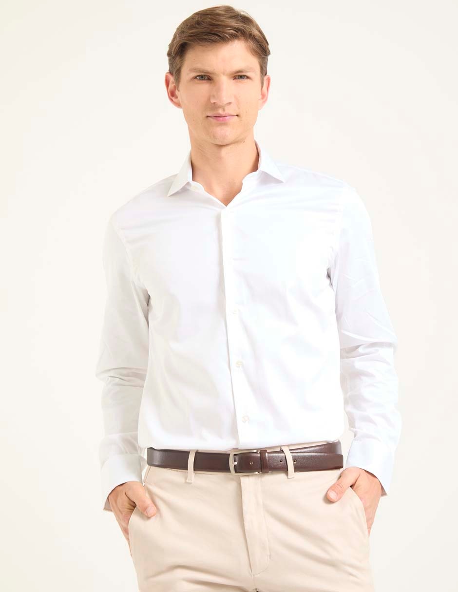 Camisa de vestir de algodón manga larga para hombre Camisa de vestir de algodón manga larga para hombre